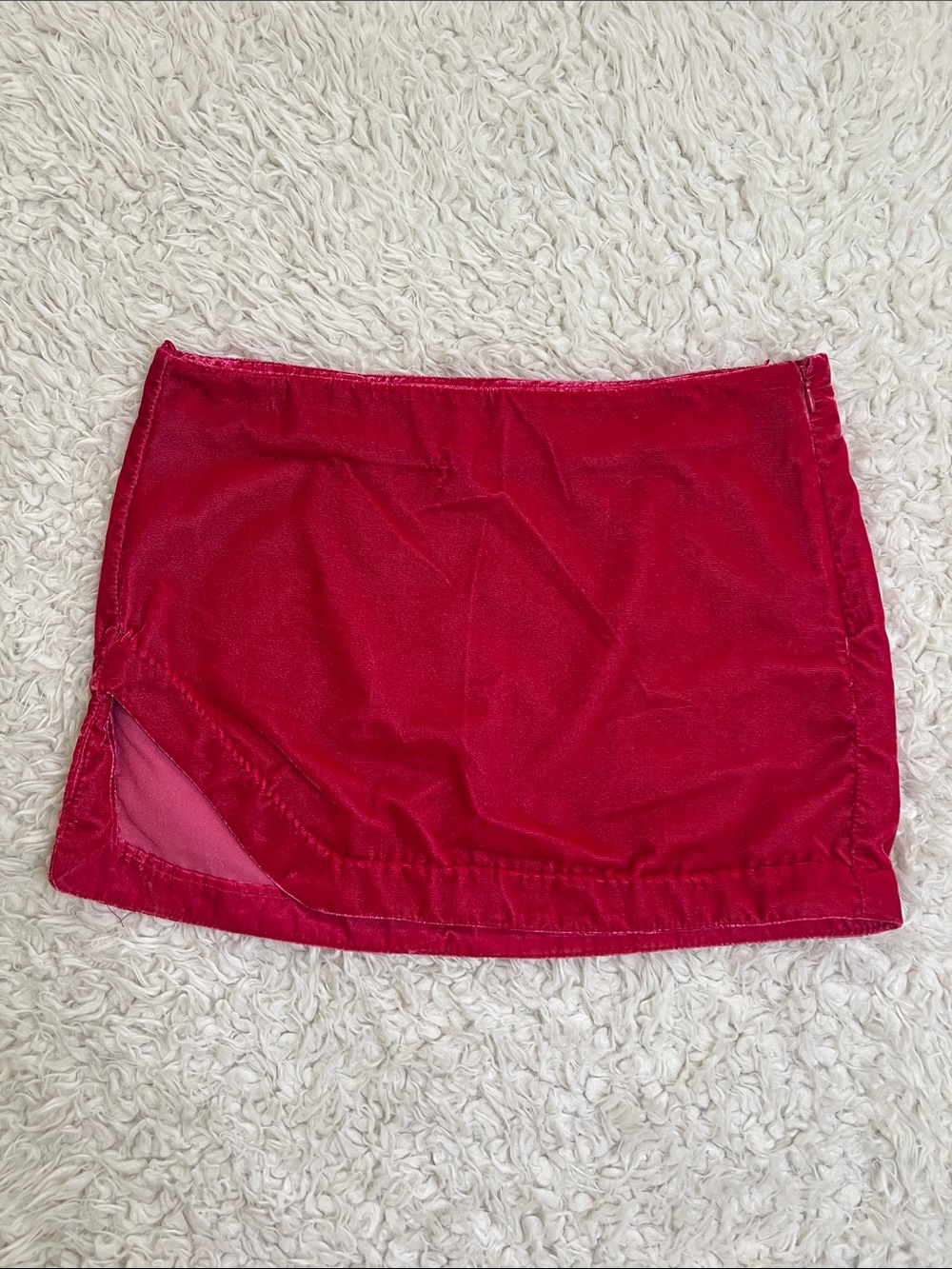 NWOT Free People Velvet Mini Skirt Hot Pink Size 0 Party Festival